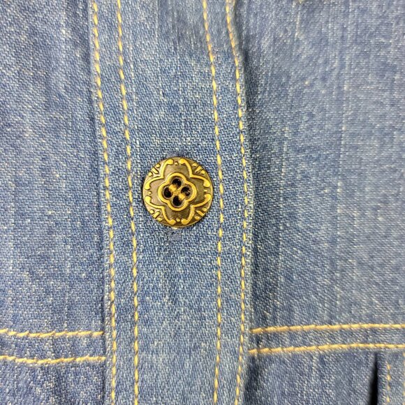 VTG Koret Denim Navajo Button-Up Med Southwest Knit Sleeves Boho Aztec Deadstock - Picture 4 of 9